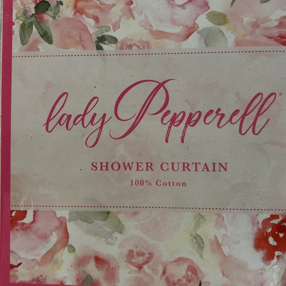 NEW Lady Pepperell White Floral Shower Curtain 100% Cotton 72X72